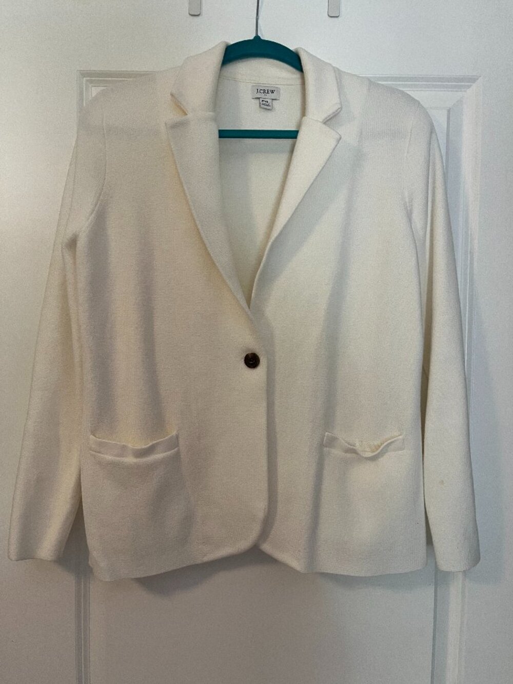 J.Crew Factory Ivory Knit Blazer Jacket Petite XL